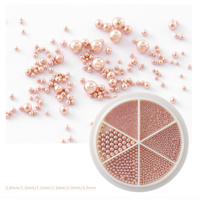Rose Gold Caviar Beads Nail Wheel Tray