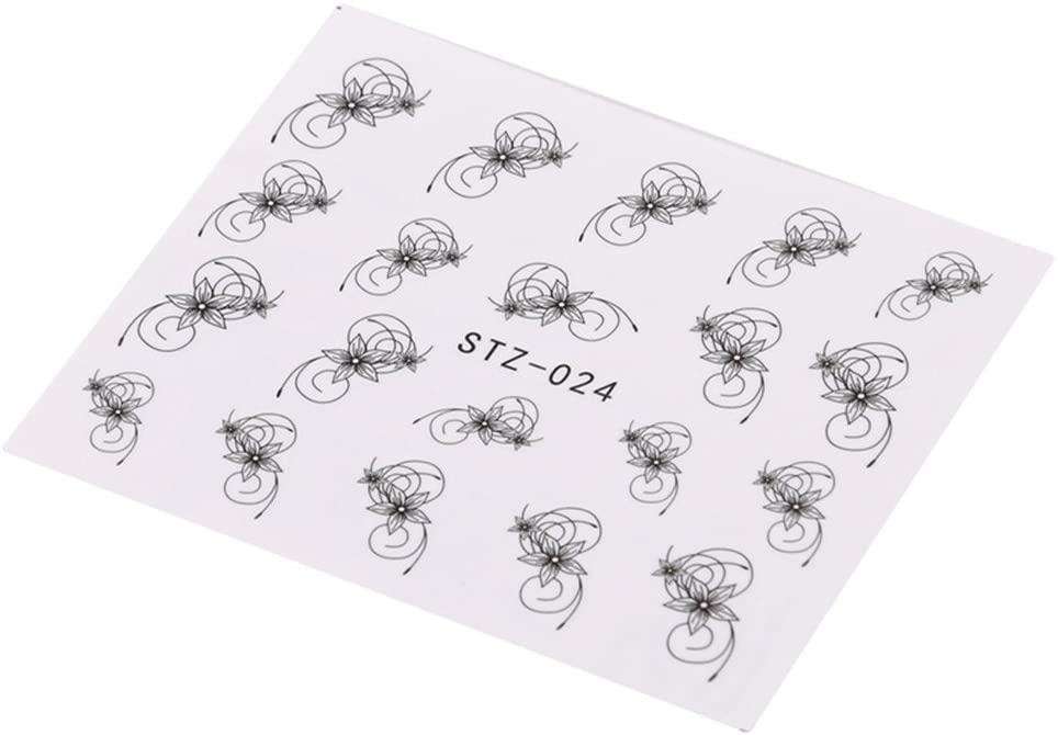Black Flower Twirl Nail Decal