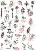Nail decal PM25 Abstract faces flowers