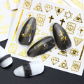 Gold Metallic Stars Cross Eyes Nail Decal