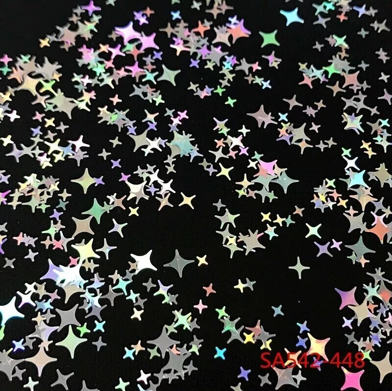 Mixed Silver Stars Sequin Jars