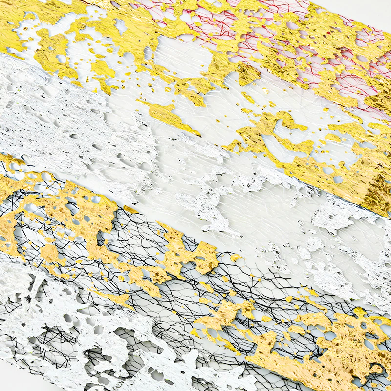 Pink Net Gold Foil Nail Mesh Net Foil Nail Art