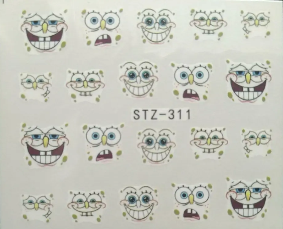 Cartoon Sponge Bob Nail Decal