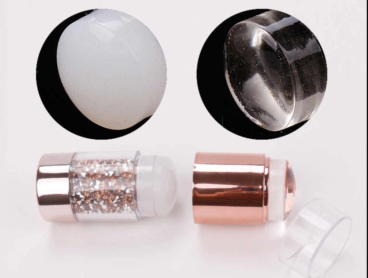 Rose Gold Silicone Diamond Handle Double Heads Stamper 8.5cm