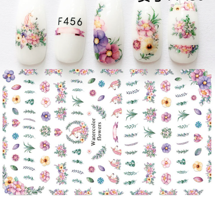 Unicorn Flower Leaves Nail Sticker