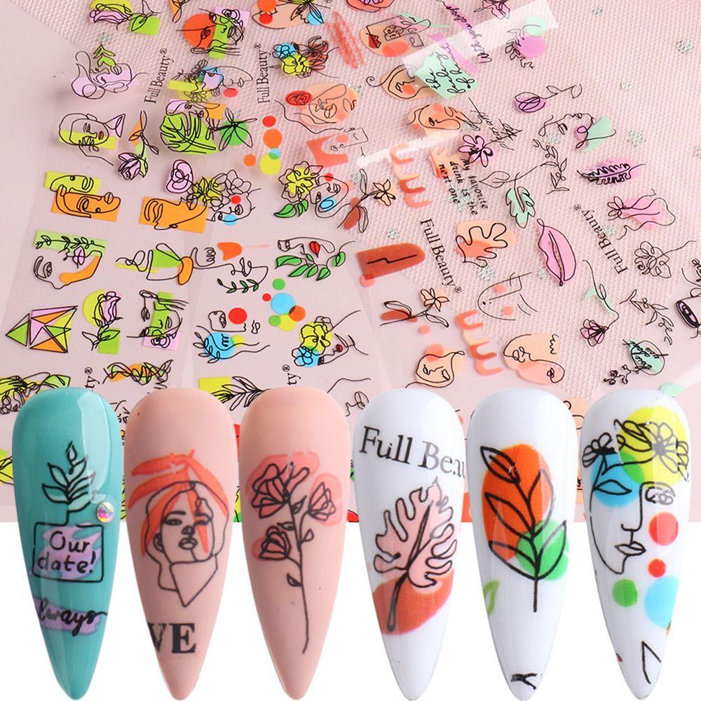 Abstract Faces Floral Foil Nail Transfer