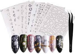 Silver Metallic Abstract Shape Lines Nail Decal