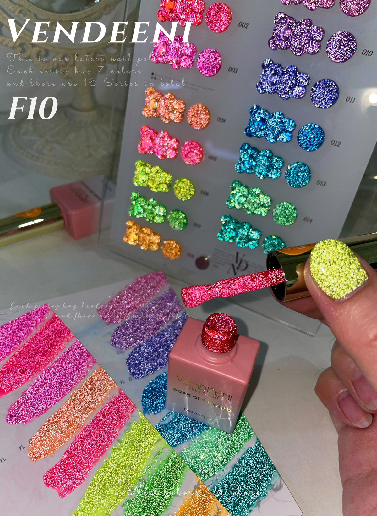 Reflective Diamond Chipping Gel Polish 15ml - F10 Set FREE SHIPPING