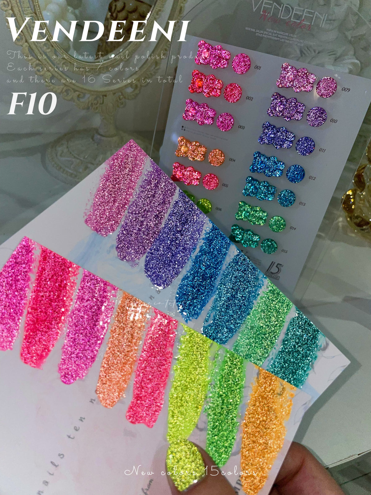 Reflective Diamond Chipping Gel Polish 15ml - F10 Set FREE SHIPPING