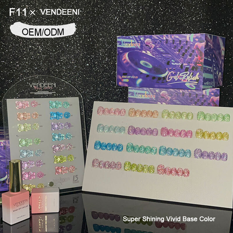 Reflective Diamond Chipping Gel Polish 15ml - F11 Set FREE SHIPPING