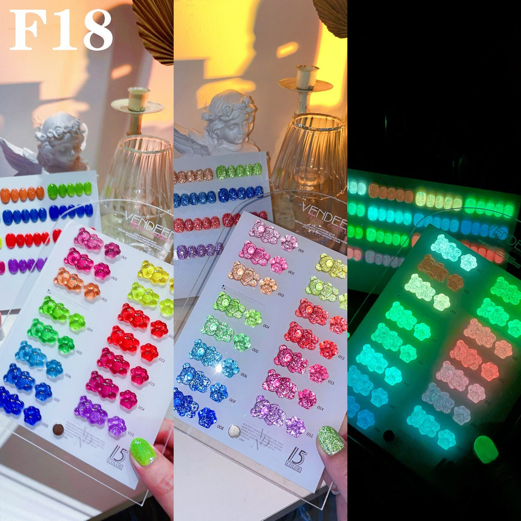 Glow in the Dark Reflective Diamond Chipping Gel Polish 15ml - F18 Set