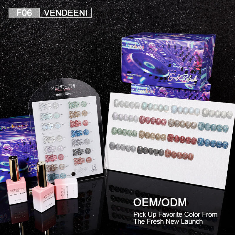 Reflective Diamond Chipping Gel Polish 15ml - F06 Set FREE SHIPPING