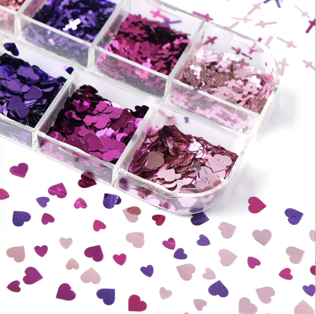 Cross and Heart Nail Sequence Decoration