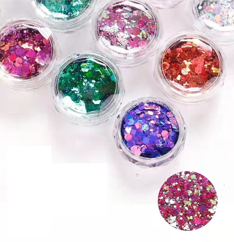 12 colors Hexagon Glitter