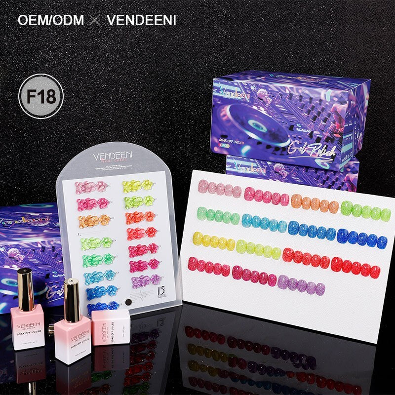 Glow in the Dark Reflective Diamond Chipping Gel Polish 15ml - F18 Set