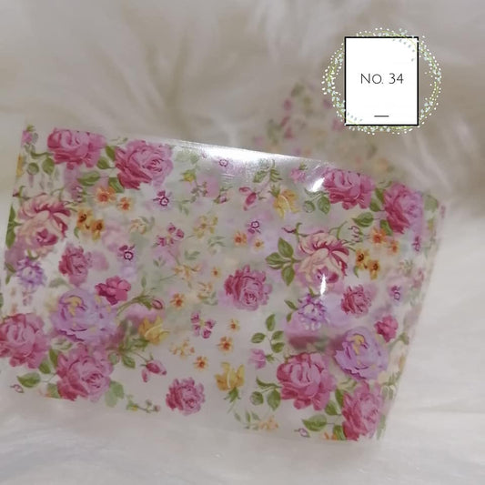 Floral Rose Foil Nail Transfer
