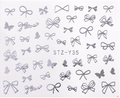 Silver Metallic Bows Butterfly Nail Decal
