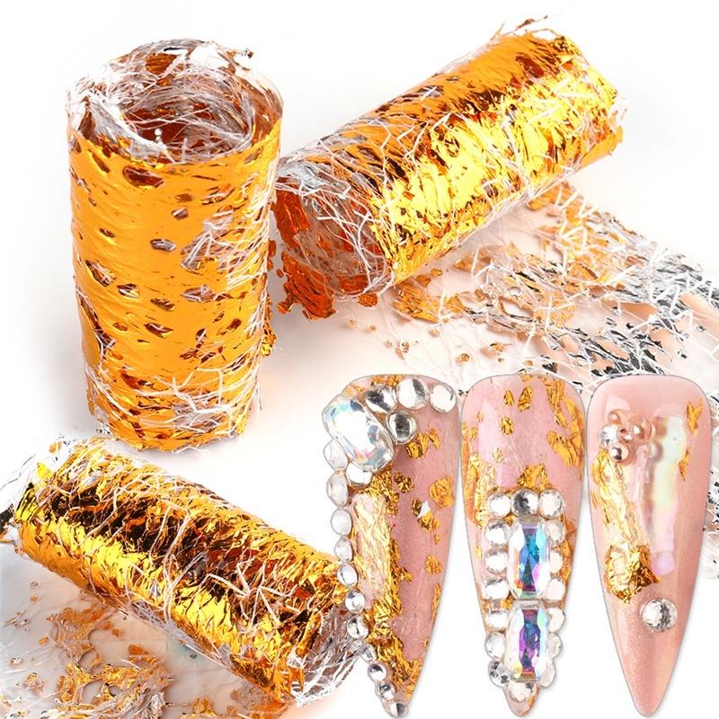 White Net Gold Foil Nail Mesh Net Foil Nail Art