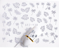 Silver Metallic Tropical Flower Leaves Nail Decal