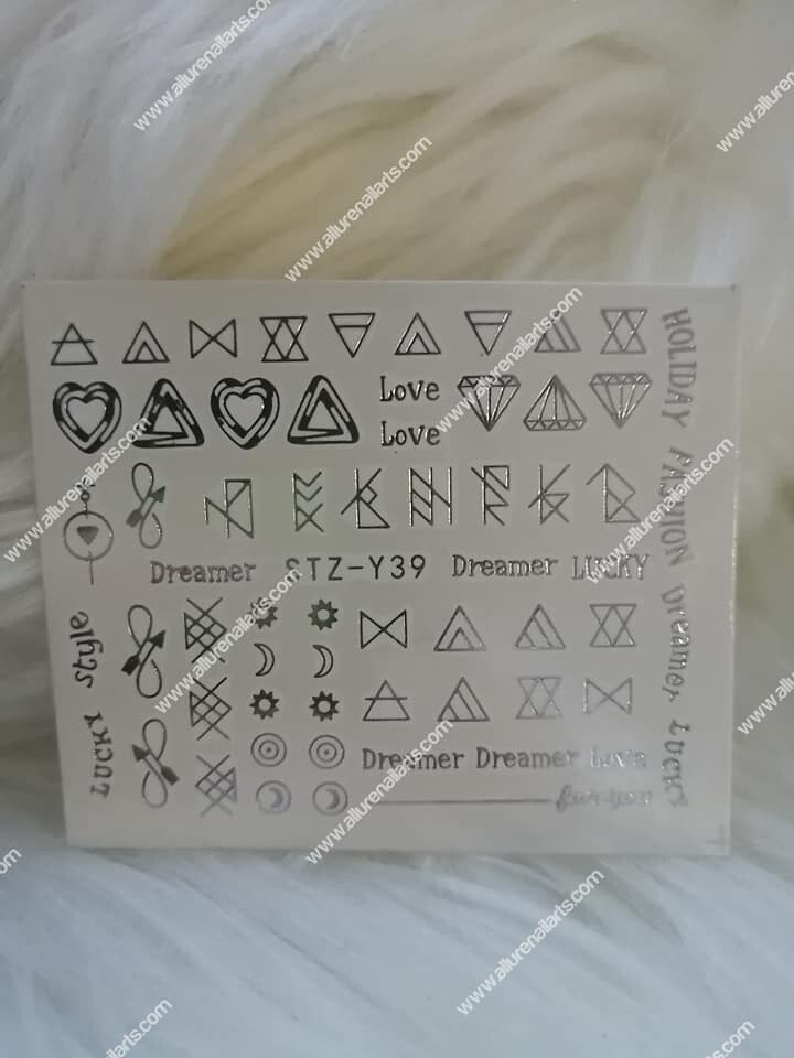 Silver Metallic Shapes Infinity Symbols Nail Decal
