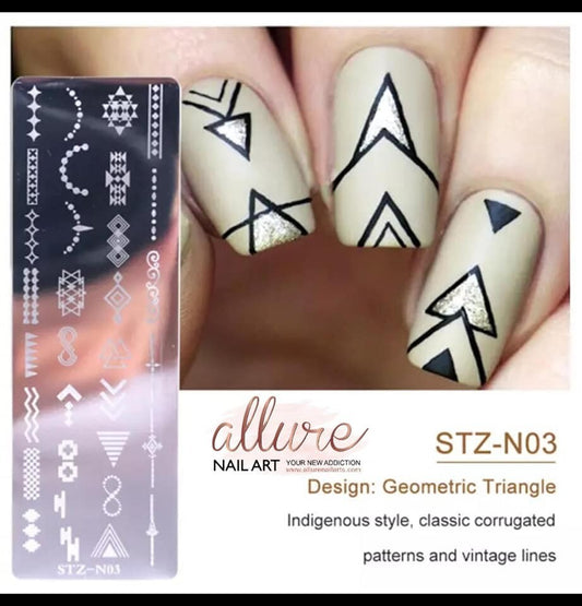 STZN03 Aztec Geometric Lines Shapes Stamping Plate