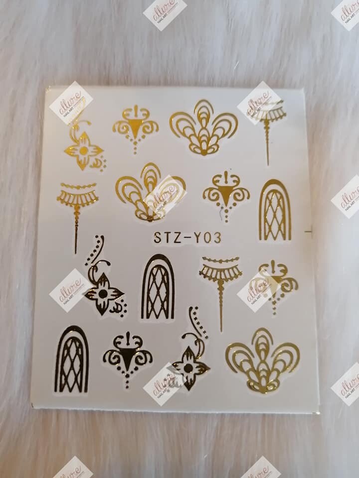 Gold Metallic Lace Nail Decal