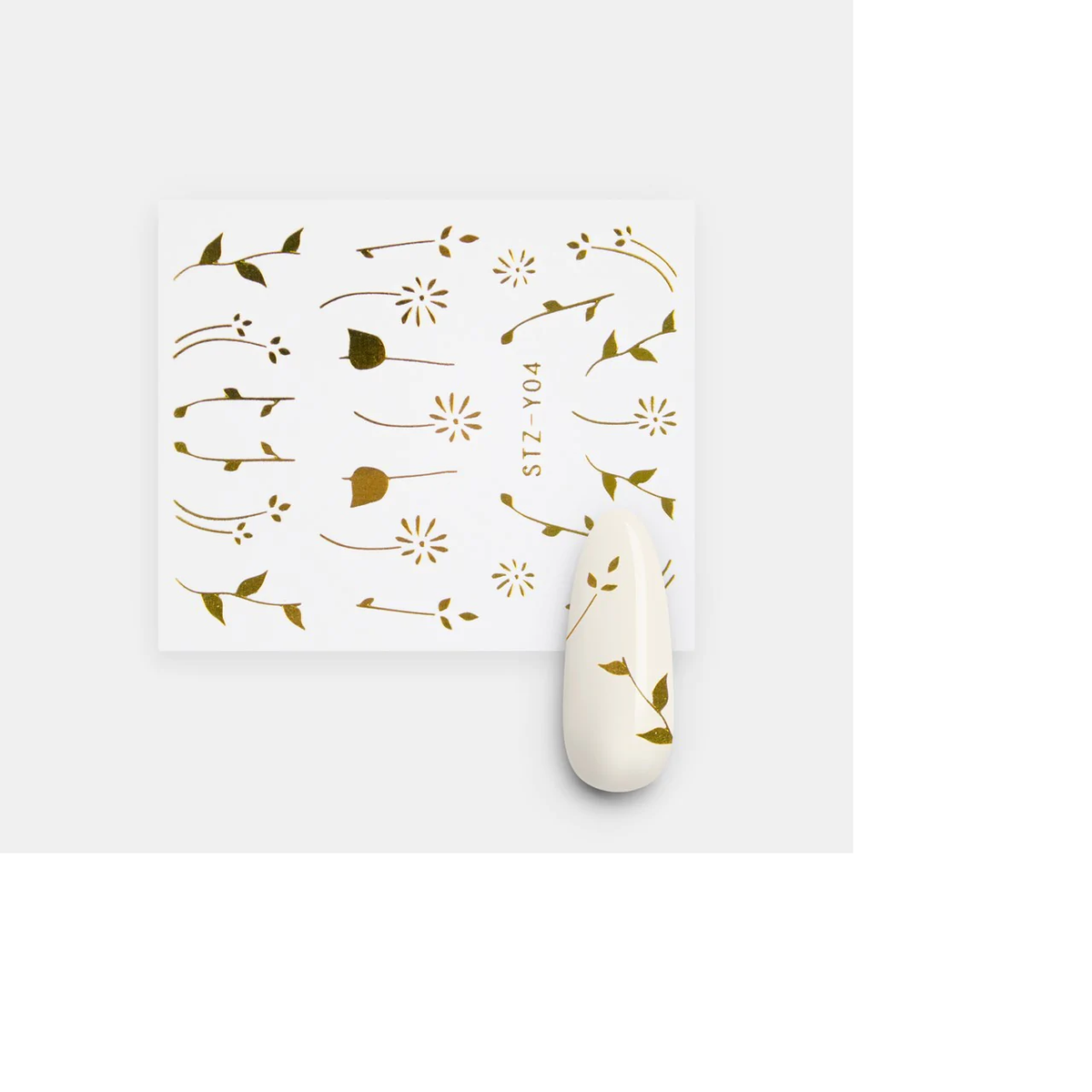Gold Metallic Leaves Flower Nail Decal