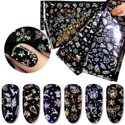 Black Silver Christmas Nail Art Foil Set Box