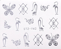 Silver Metallic Cat Flower Butterfly Nail Decal
