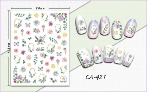 Geometric Ink Flower Leaves Leaf Water Color Lady Nail Sticker