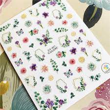 Geometric Ink Flower Leaves Leaf Water Color Lady Nail Sticker