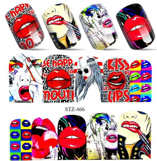 Pop Art Graphic Lips Nail Decal