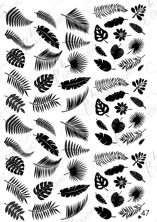 Nail decal PM47 Leaves abstract