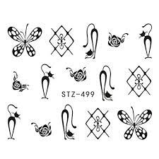 Cat Flower Geometric Lines Abstract Lace Nail Decal