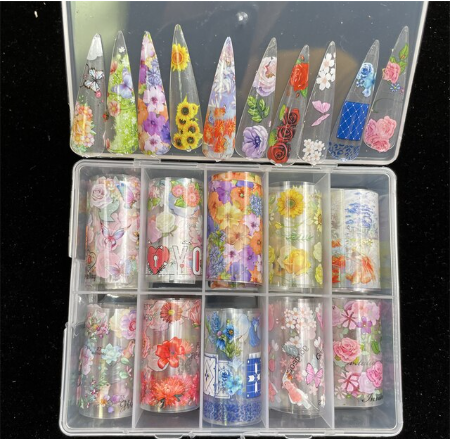 Flower Greek Birds Sunflower Rose Nail Art Foil Set Box