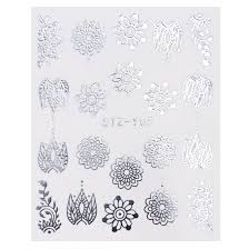 Silver Metallic Flower Lace Nail Decal