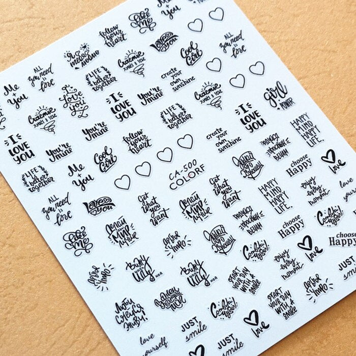 Words Text Letter Nail Sticker
