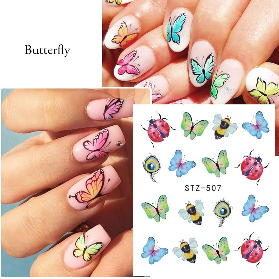 Butterfly Bee Ladybug Feather Animal Nail Decal