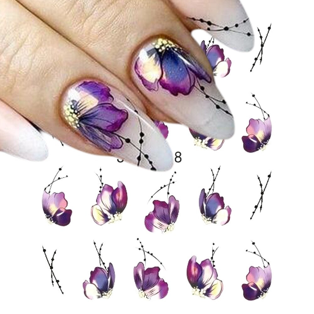 Purple Flower Nail Decal