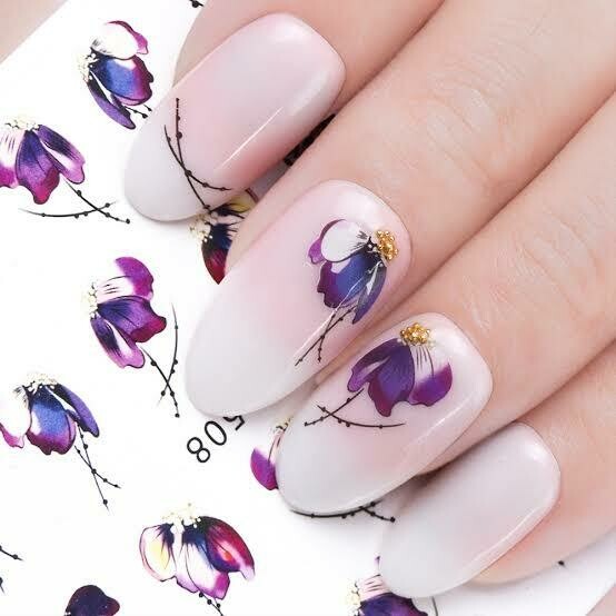 Purple Flower Nail Decal
