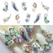 Feather Butterfly Flower Nail Decal