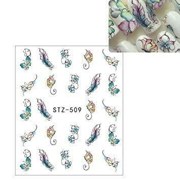 Feather Butterfly Flower Nail Decal