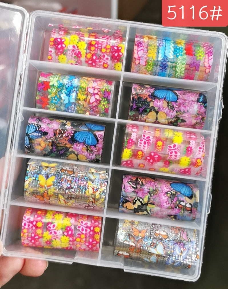 Butterfly Flower Nail Art Foil Set Box