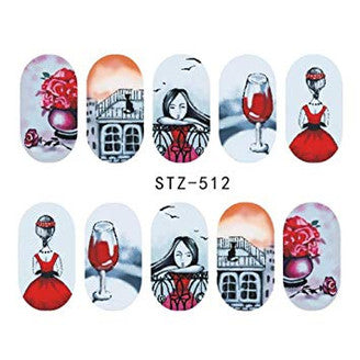 Lady Wine Flower Nail Decal