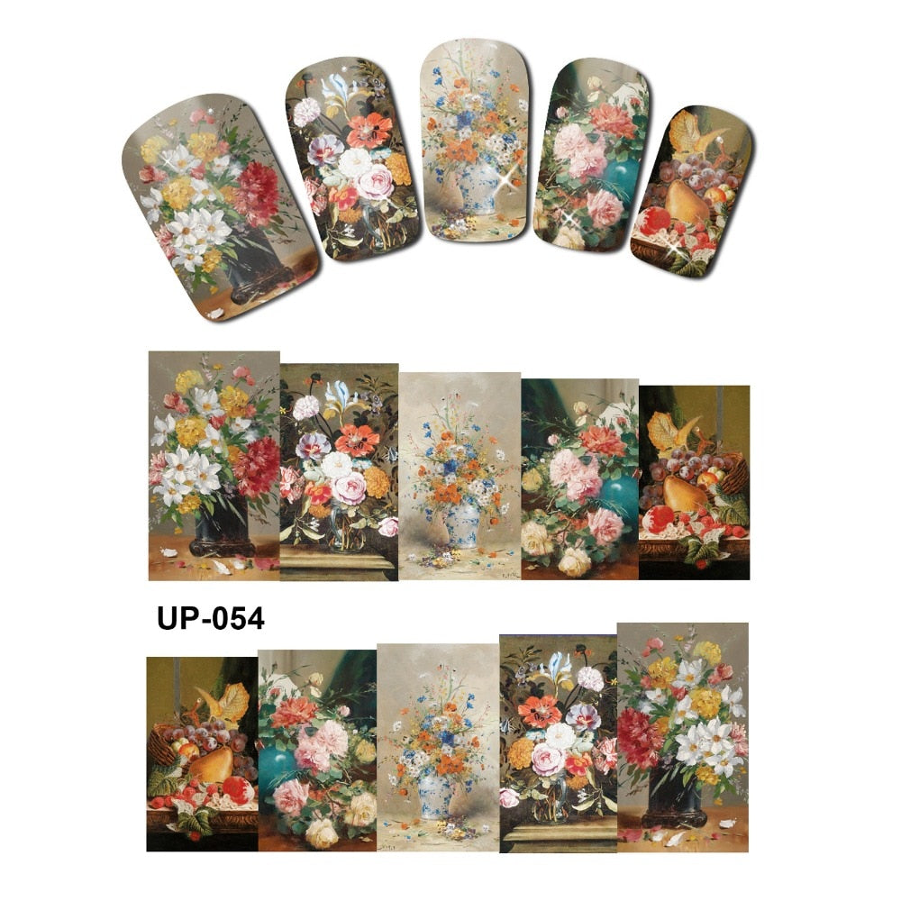 Floral Flower Oil Painting Nail Decal