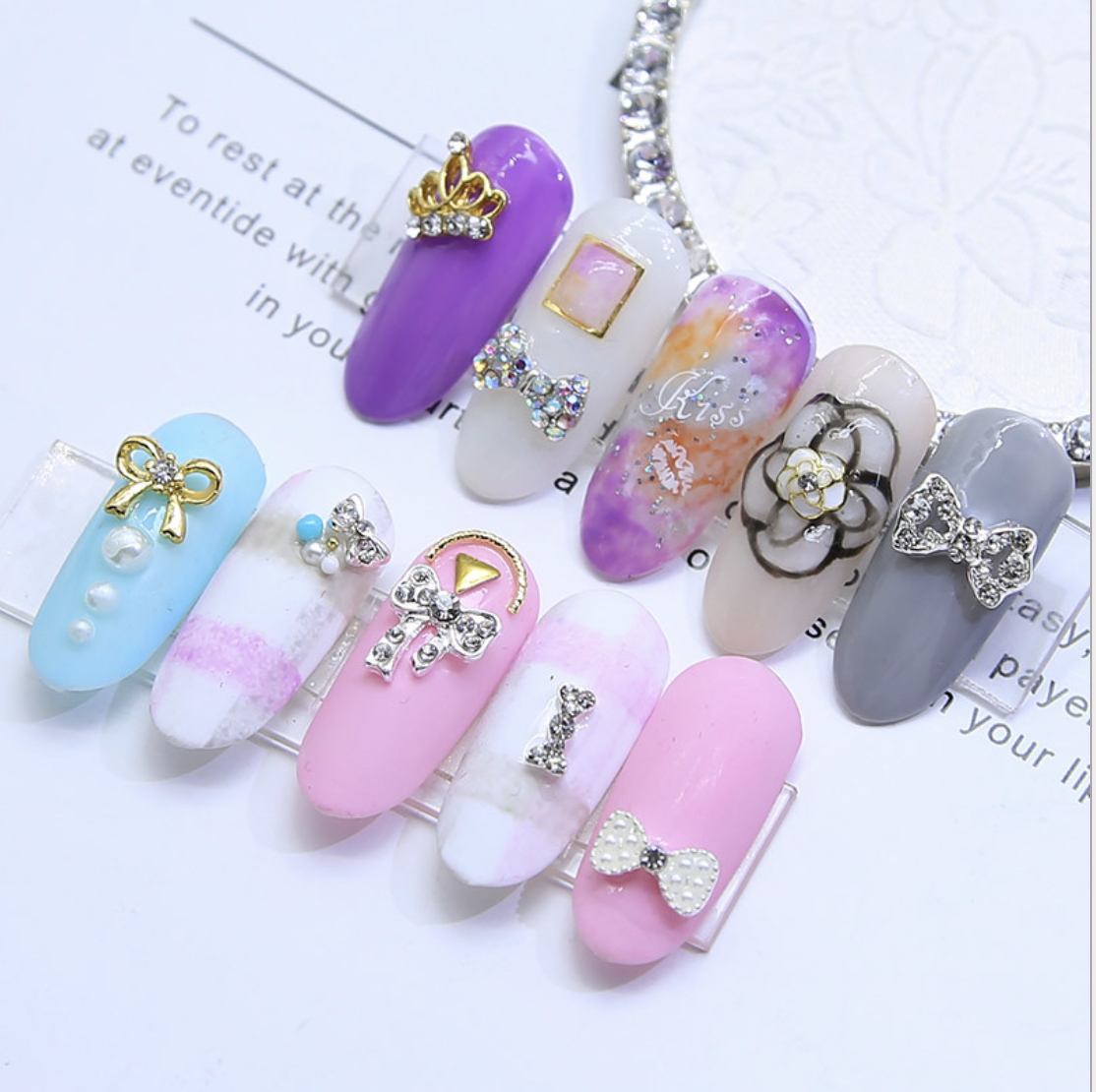 Bow Crown Rhinestones Charms Nail Art Decoration