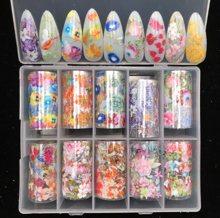 Autumn Maple Leaves Flower Nail Art Foil Set Box