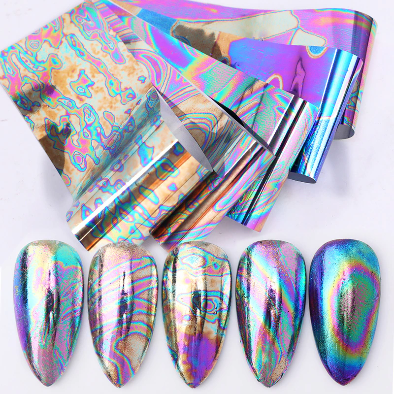 Oil Spill Chameleon Marble Nail Art Foil Set
