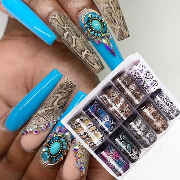 Snake Pattern Print Foil Nail Transfer