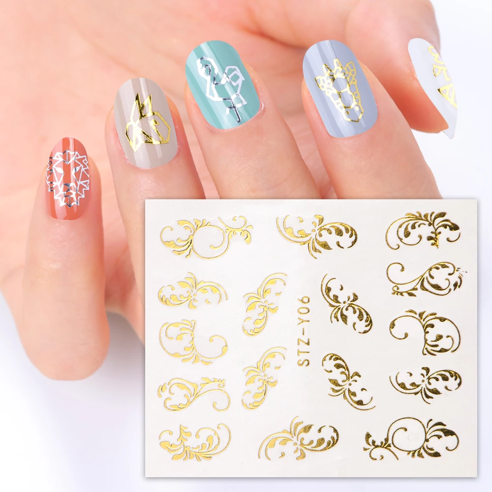 Gold Metallic Flower Lace Nail Decal
